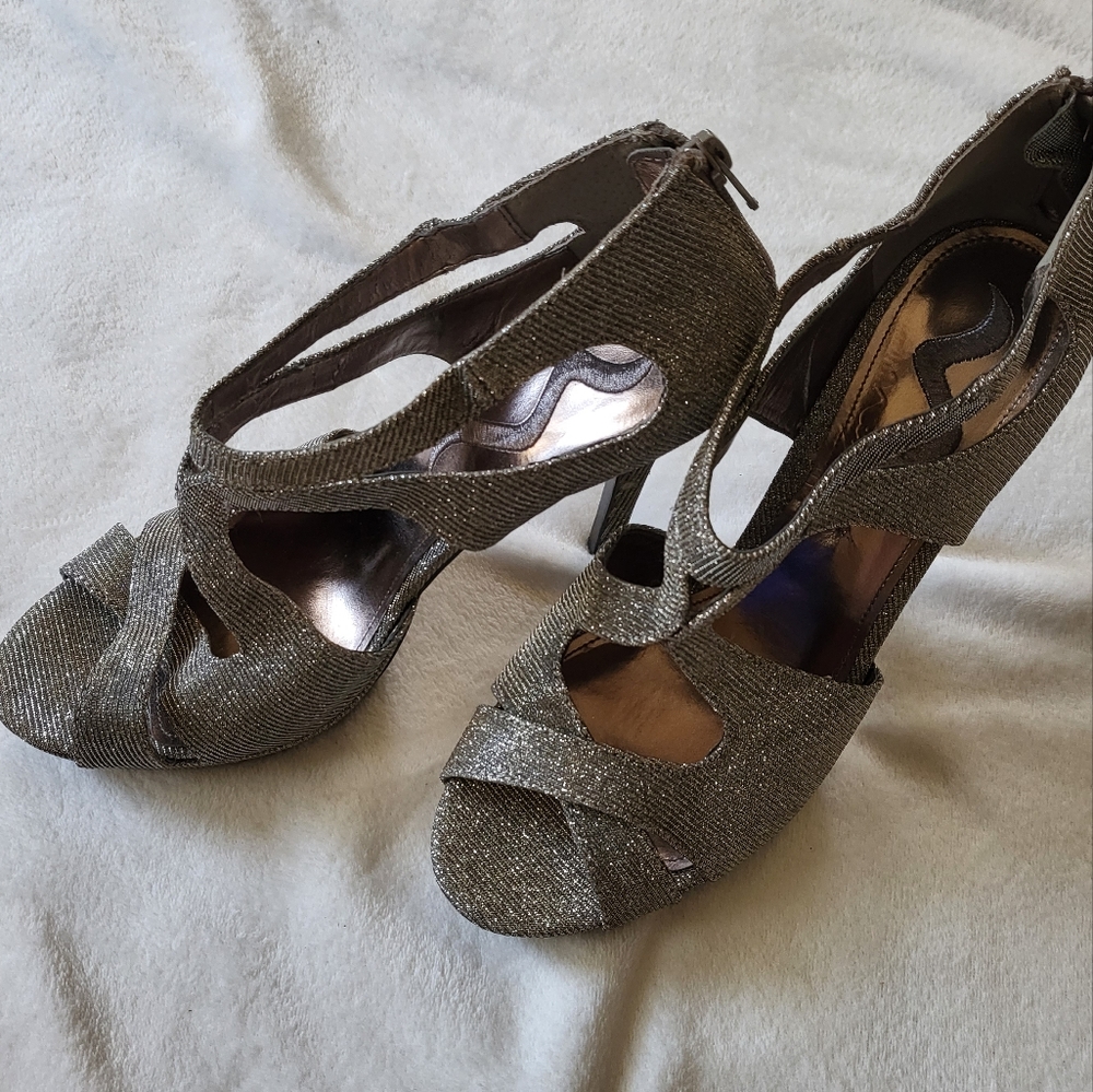 Nina Heels Silver Glitter 10